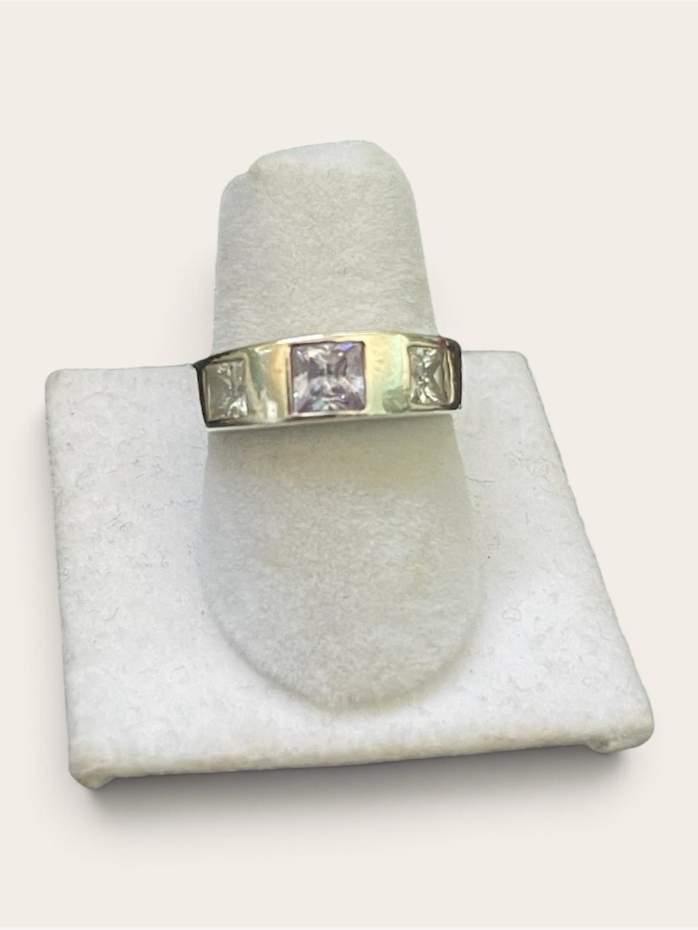 Sterling Silver Cubic Zirconia Princess-Cut Band - White and Purple
